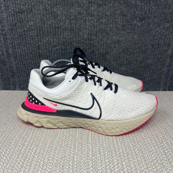 Nike React Infinity Run FlyKnit 3 White Pink Black Shoes Mens 11 DH5392-101